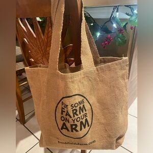 Freshfields Farm Jute Tote Reusable Shopping Bag 19x13x6 Made in India